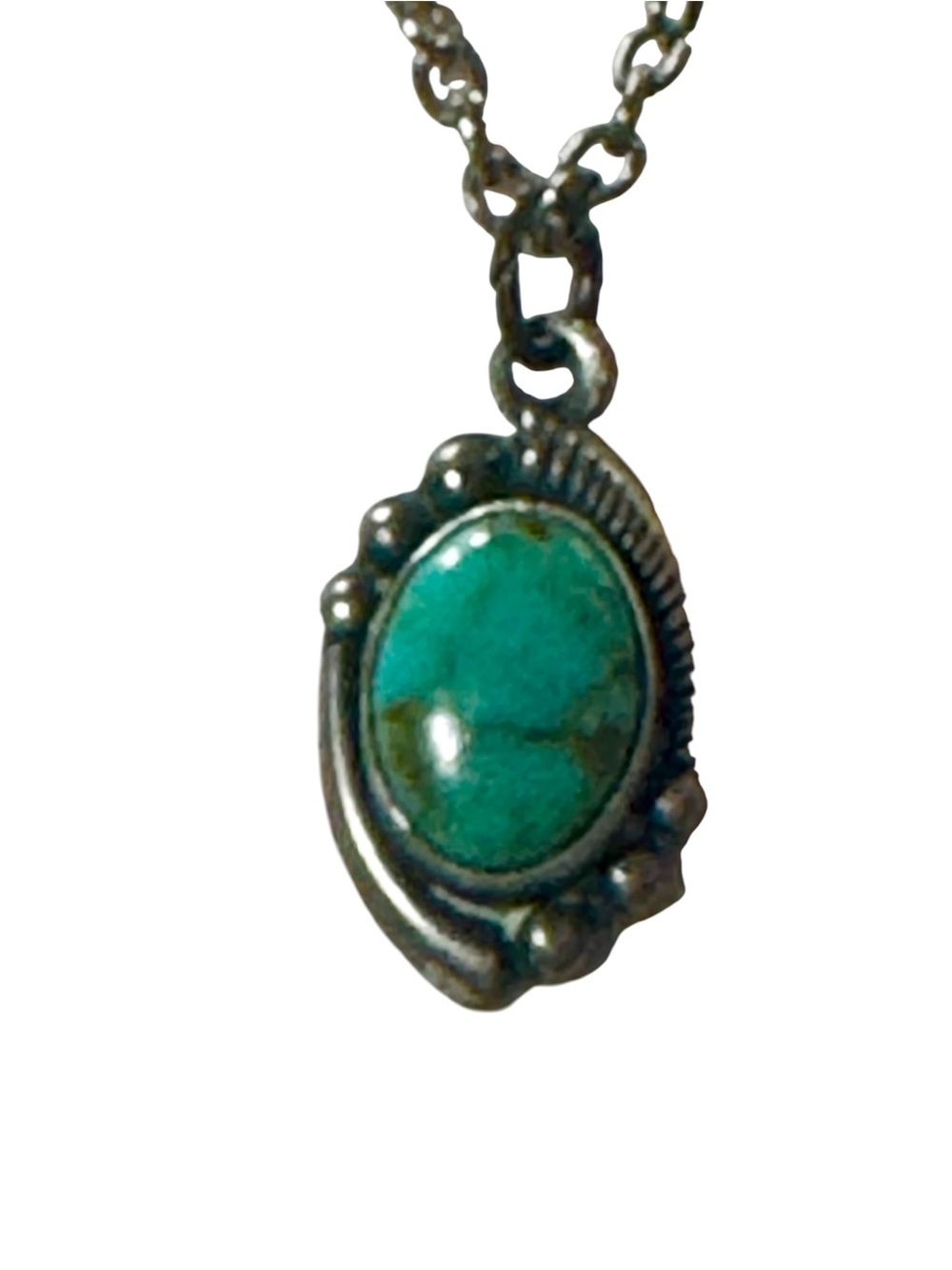 Vintage Southwestern Sterling Turquoise Pendant Necklace